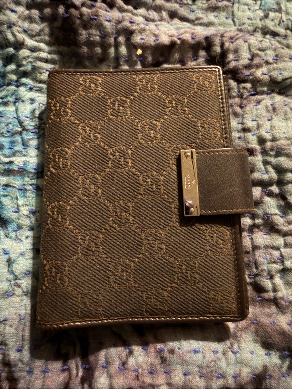 Gucci Dark Brown GG Monogram Leather Agenda Cover